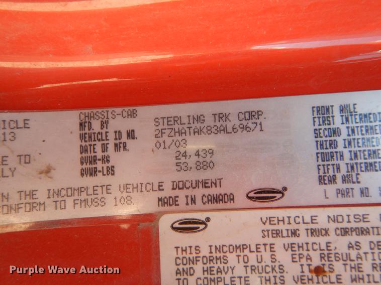 image for item DD6525 2003 Sterling LT7500 dump truck