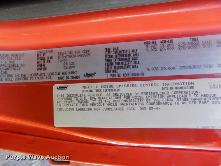 image for item ER9118 2001 Sterling LT7501 dump truck