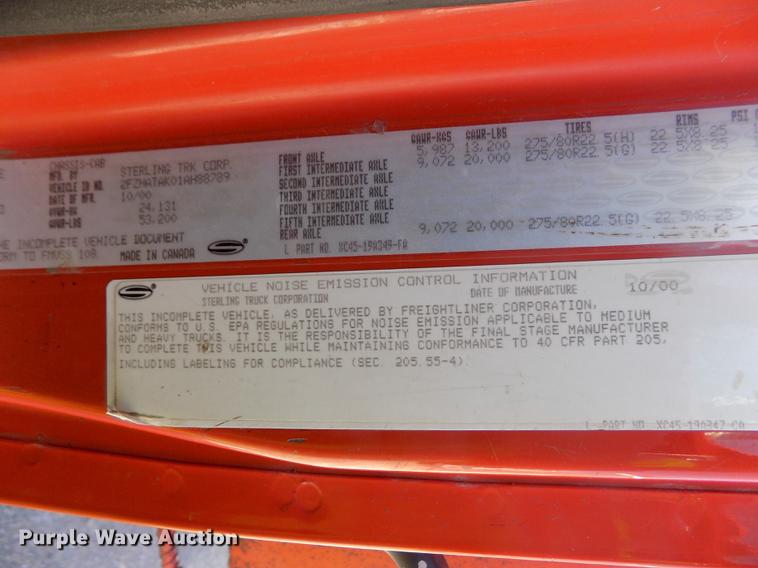 image for item ER9119 2001 Sterling LT7501 dump truck