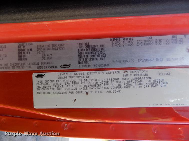 image for item ER9121 2003 Sterling LT7501 dump truck