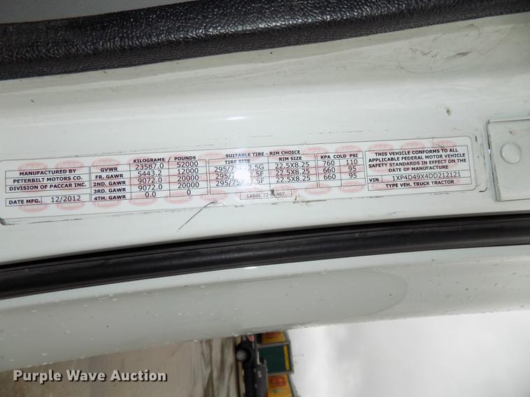 image for item DB8564 2013 Peterbilt 587 semi truck