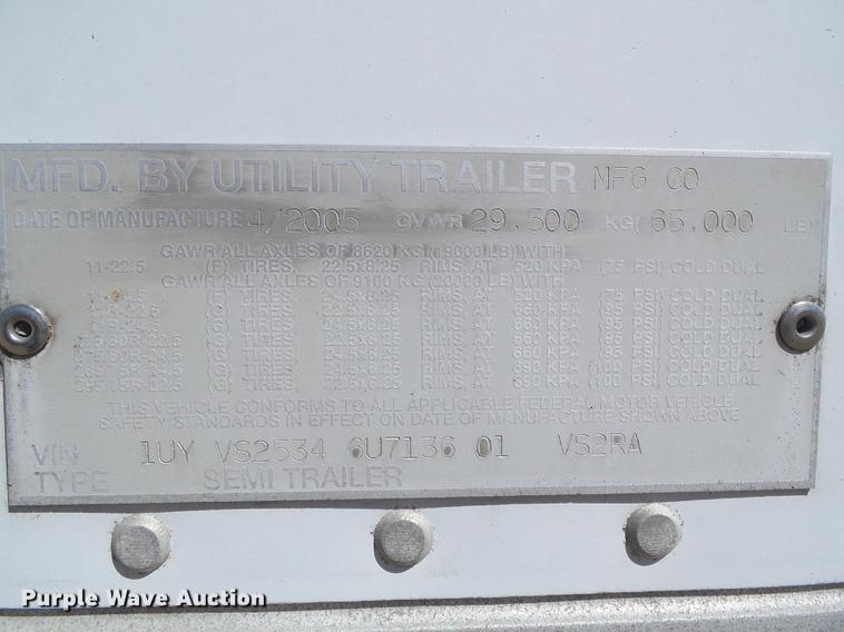 image for item DD5886 2006 Utility VS2RA 3000R refrigerated van trailer