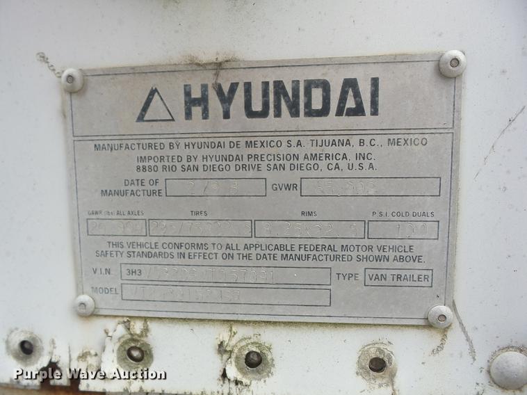 image for item DF1250 1998 Hyundai VI2530152JSR dry van trailer