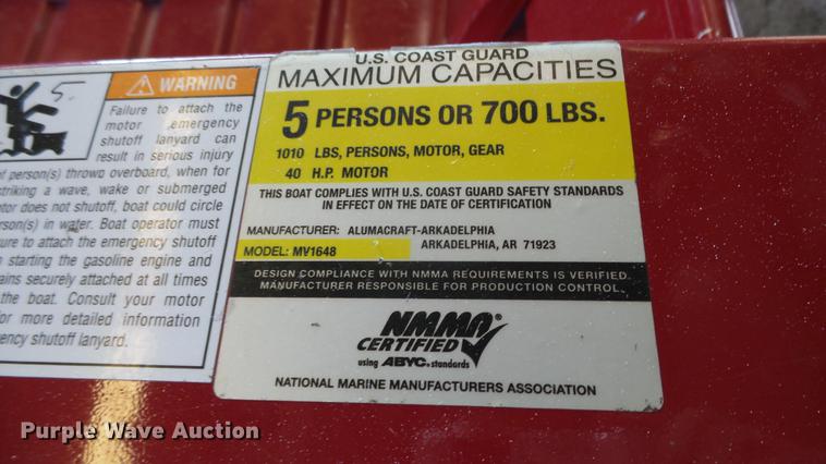 image for item AM9232 2006 Alumacraft MV1648N1S-20 boat