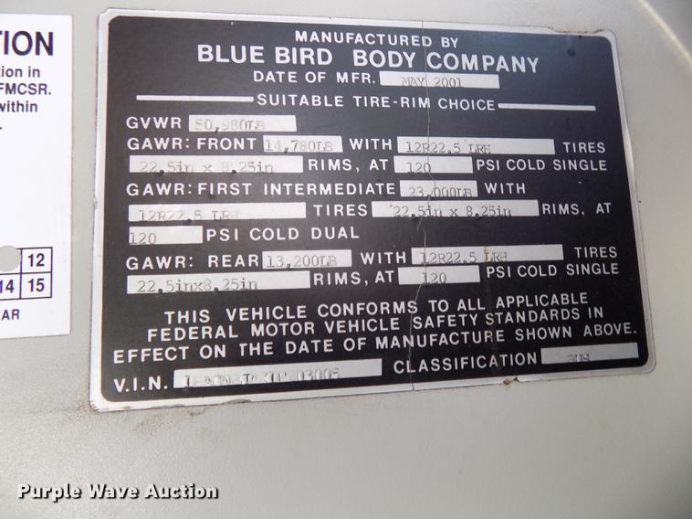 image for item DB8559 2001 Blue Bird LTC40 coach bus