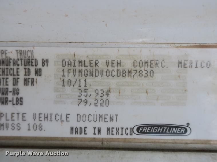 image for item DB8987 2012 Freightliner Coronado SD dump truck