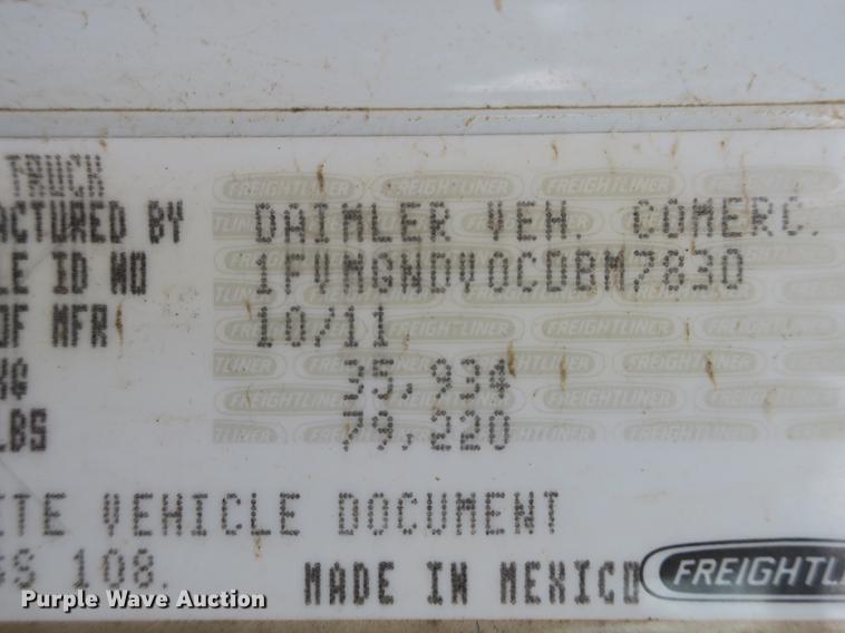 image for item DB8987 2012 Freightliner Coronado SD dump truck