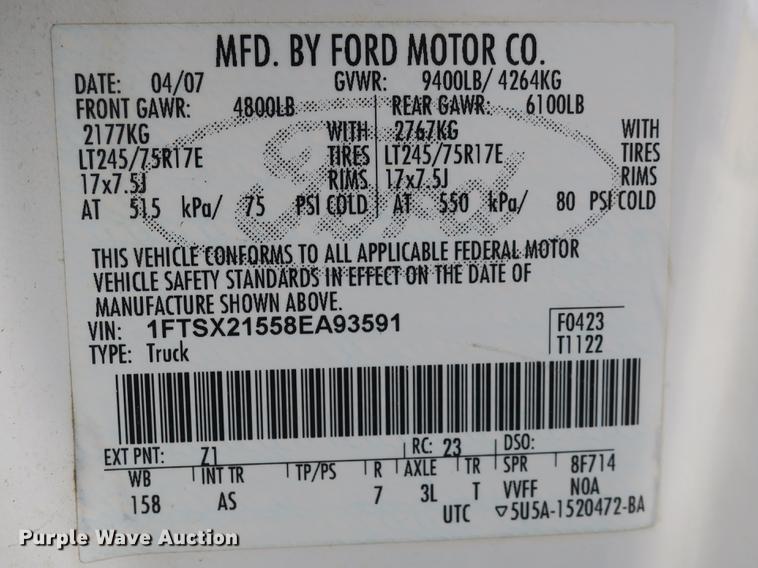 image for item DB8989 2008 Ford F250 Super Duty XL SuperCab pickup truck