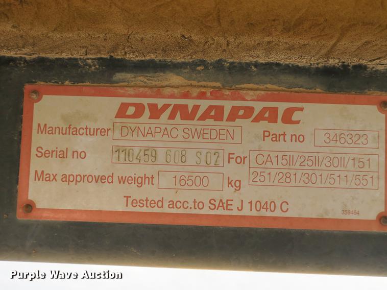 image for item DB8992 1997 Dynapac CA251D single drum vibratory roller