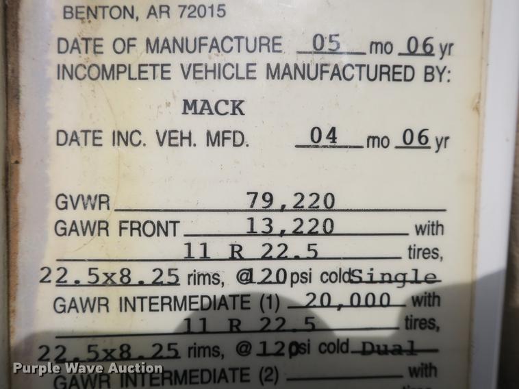 image for item DB8996 2007 Mack CV713 Granite dump truck