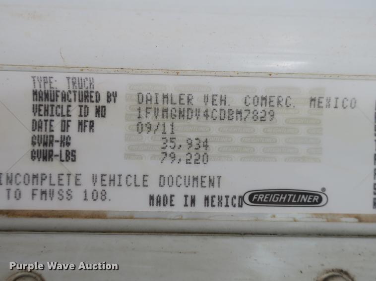 image for item DB8999 2012 Freightliner Coronado SD dump truck