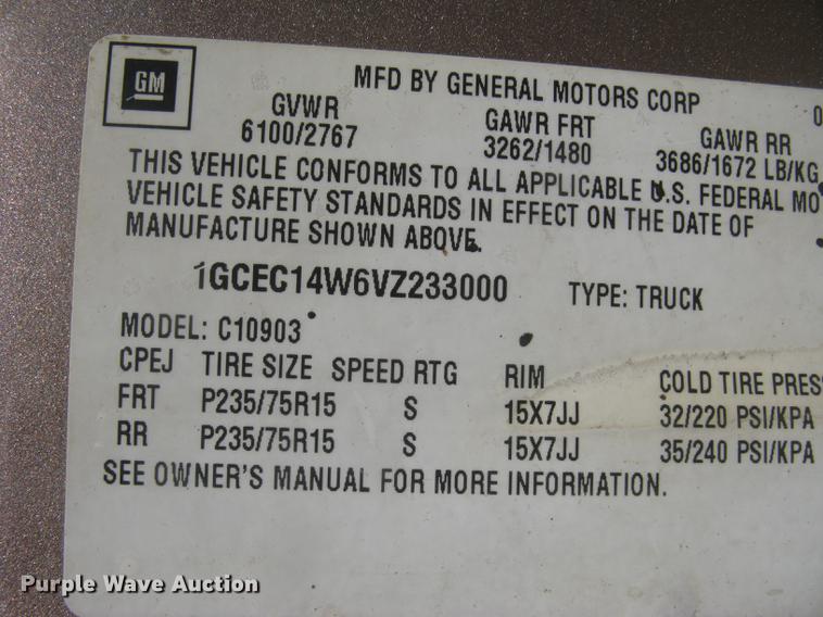 image for item DC1295 1997 Chevrolet WT1500 pickup truck