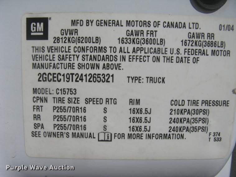 image for item DC1296 2004 Chevrolet Silverado 1500 Ext. Cab pickup truck