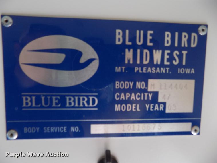 image for item DD3457 2003 International 3800 Blue Bird school bus