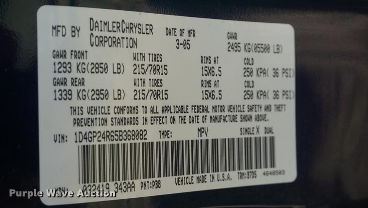 image for item DD6540 2005 Dodge Grand Caravan van