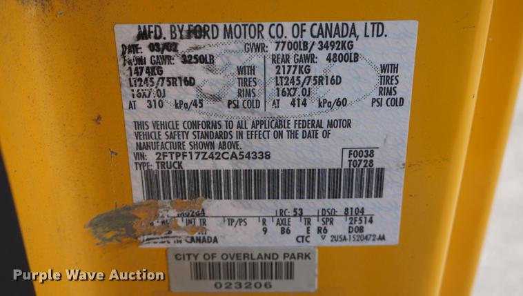 image for item DD6567 2002 Ford F150 pickup truck