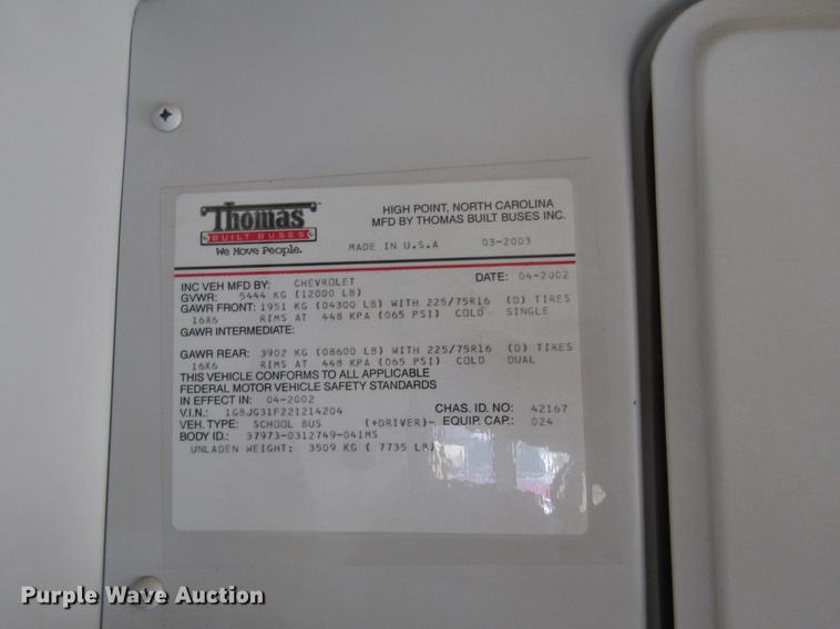 image for item DD8910 2004 Chevrolet Express G3500 school bus