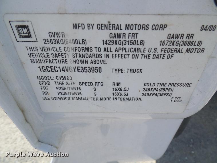 image for item DE5249 2000 Chevrolet Silverado 1500 pickup truck