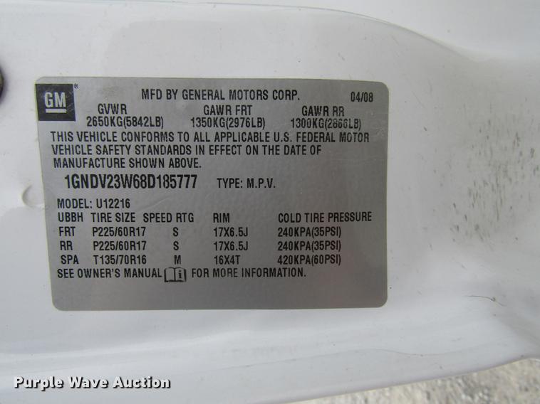 image for item DE5851 2008 Chevrolet Uplander LS van