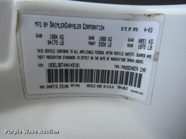 image for item DE5854 2004 Dodge Stratus