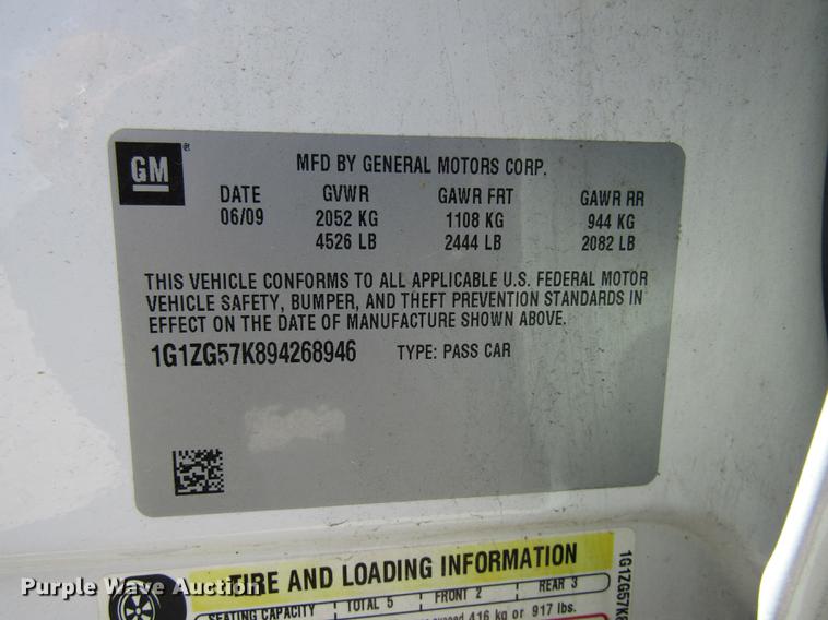 image for item DE5857 2009 Chevrolet Malibu