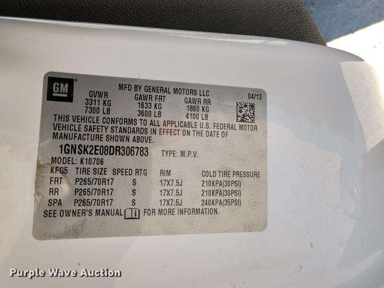 image for item DE6407 2013 Chevrolet Tahoe Police SUV