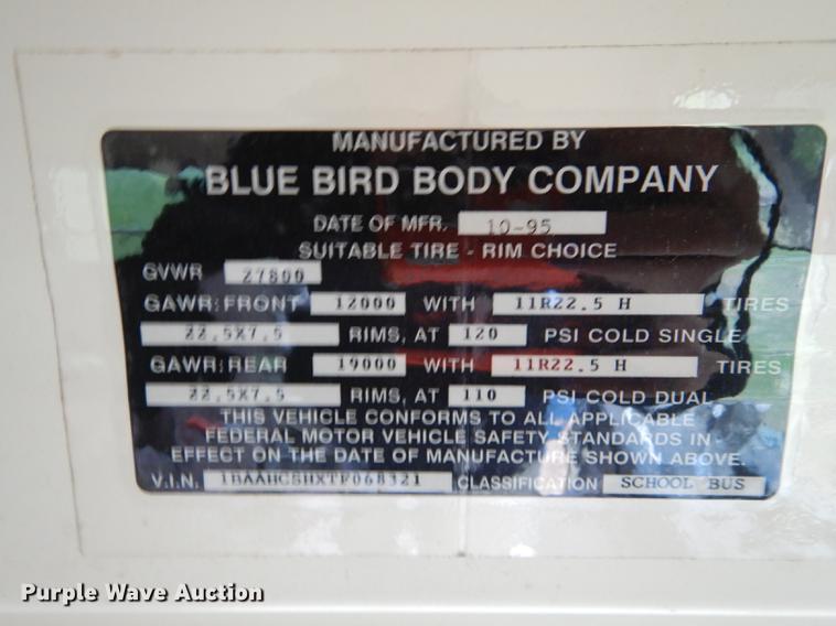 image for item DF1800 1996 Blue Bird TC2000 school bus