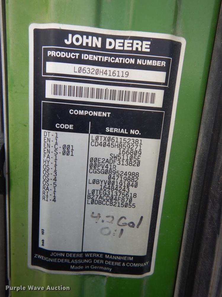 image for item DF1882 2004 John Deere 6320 tractor