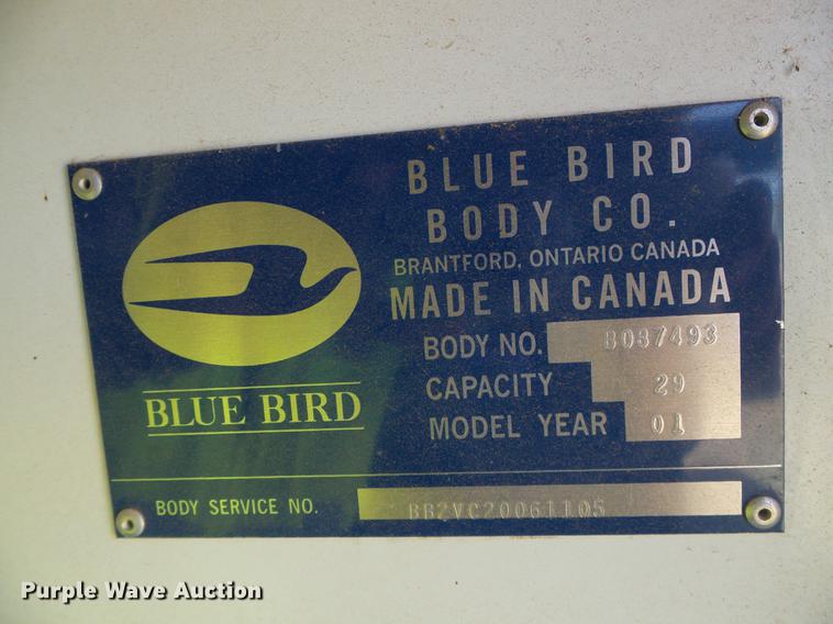 image for item DF2763 2001 Chevrolet Express G3500 Blue Bird school bus