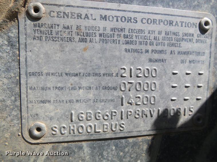 image for item DF2764 1991 Chevrolet 60 Blue Bird school bus