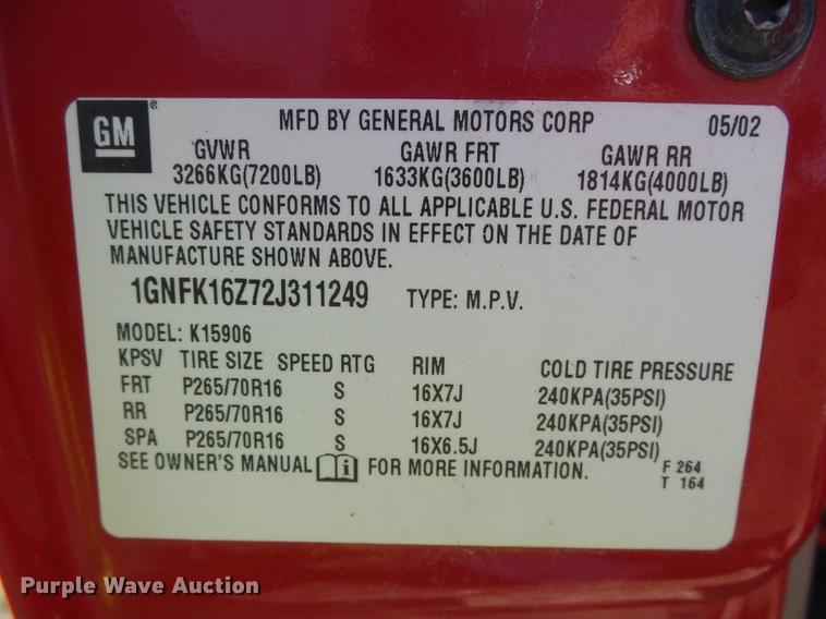 image for item DF2765 2002 Chevrolet Suburban 1500 LS SUV