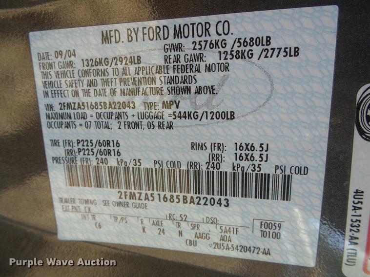 image for item DF2766 2005 Ford Freestar van