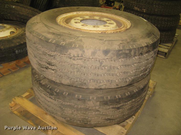 image for item DQ9703 (2) Goodyear G159 365/80R20 tires and wheels