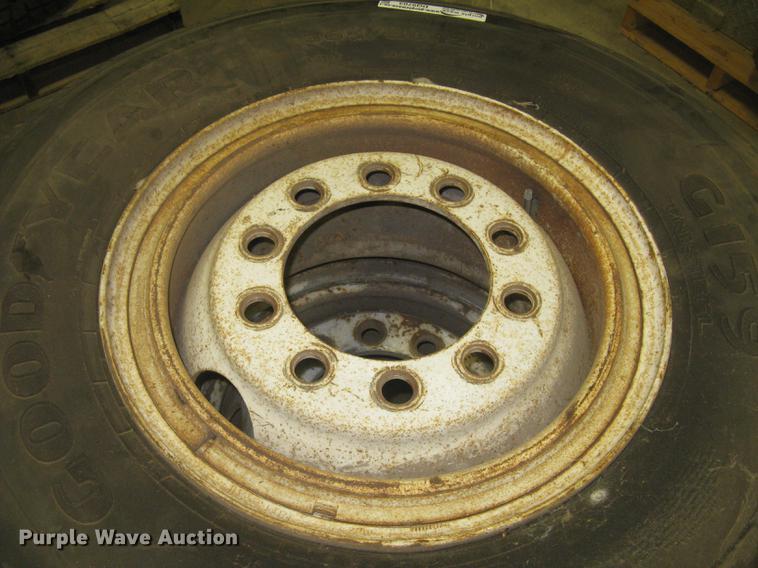 image for item DQ9703 (2) Goodyear G159 365/80R20 tires and wheels