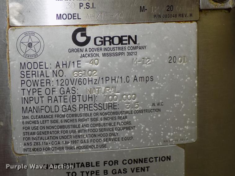 image for item DZ9573 2001 Groen AH-1E-40 steam kettle