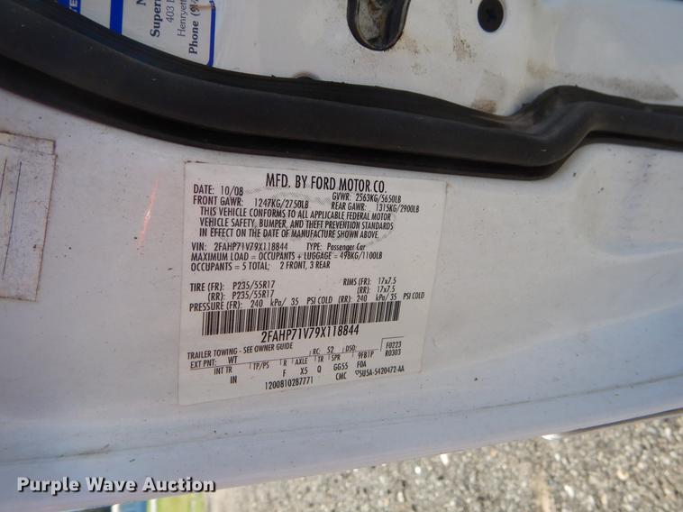 image for item EO9629 2009 Ford Crown Victoria Police Interceptor