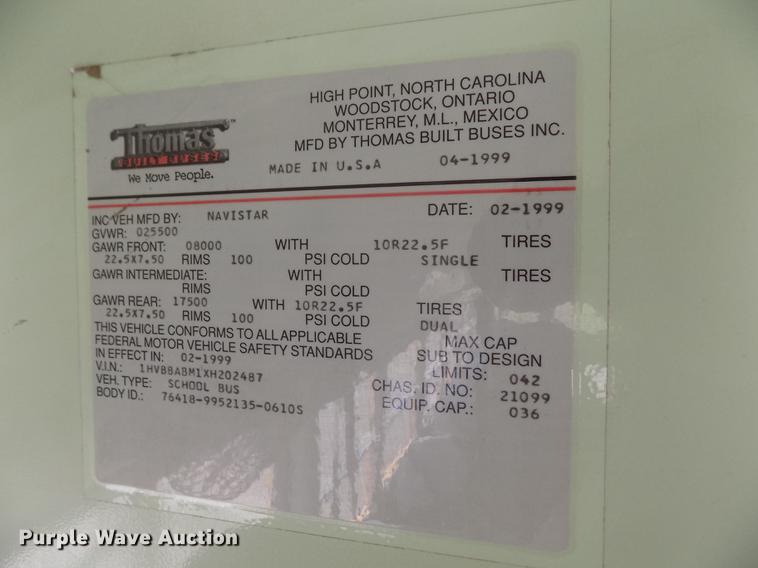 image for item ER9184 1999 International 3800 school bus