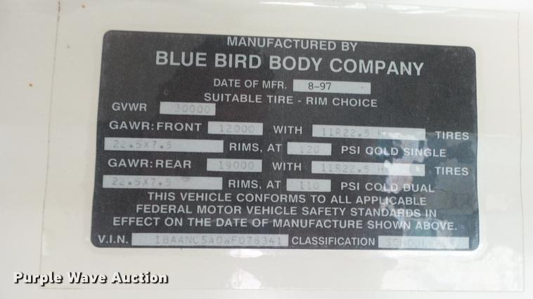 image for item EX9245 1998 Blue Bird TC2000 school bus
