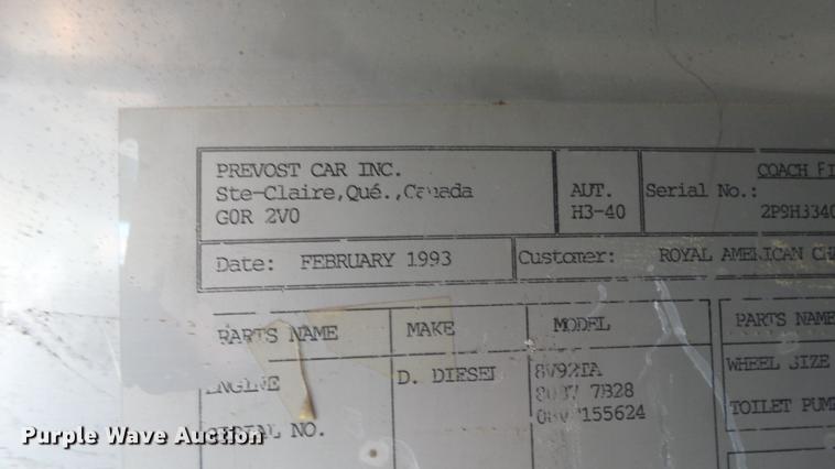 image for item EX9246 1993 Prevost H3-40 coach bus