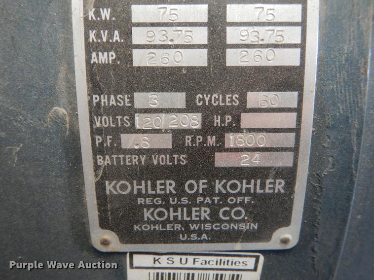image for item FC9383 1966 Kohler Electric 86RS8 generator