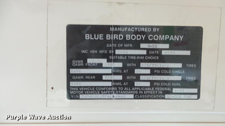 image for item FO9139 1993 Chevrolet G30 school bus