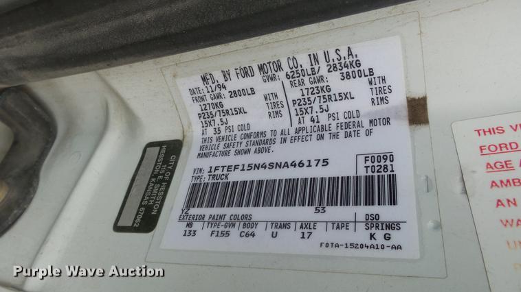 image for item FO9146 1995 Ford F150 pickup truck