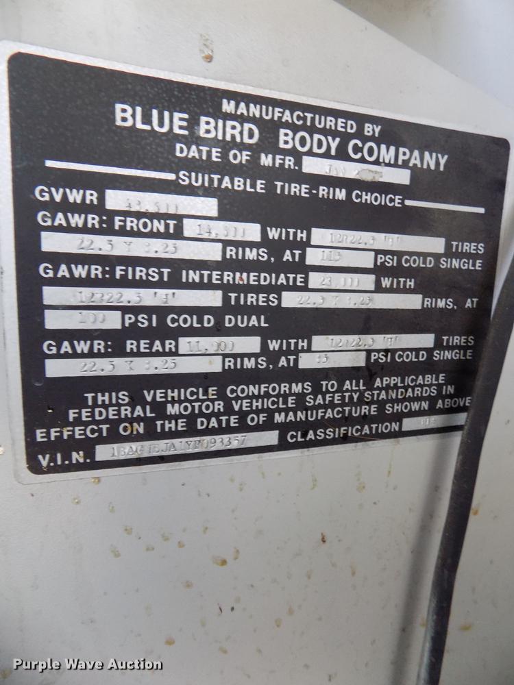 image for item DB8557 2000 Blue Bird LTC40 coach bus