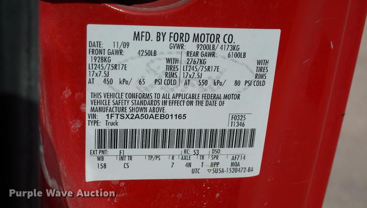 image for item DD6587 2010 Ford F250 Super Duty SuperCab pickup truck