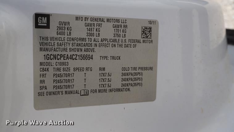 image for item DD6596 2012 Chevrolet Silverado 1500 pickup truck