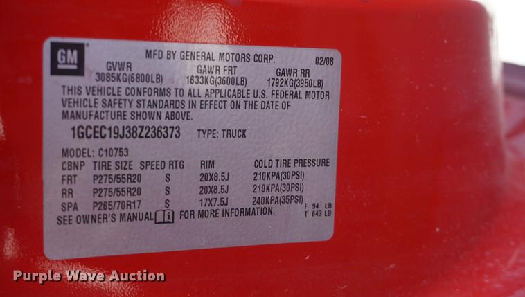 image for item DD6597 2008 Chevrolet Silverado 1500 Ext. Cab pickup truck