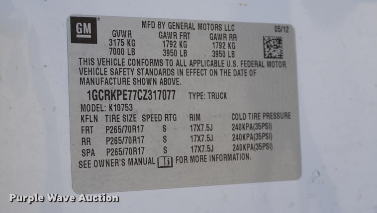 image for item DD6611 2012 Chevrolet Silverado 1500 Ext. Cab pickup truck