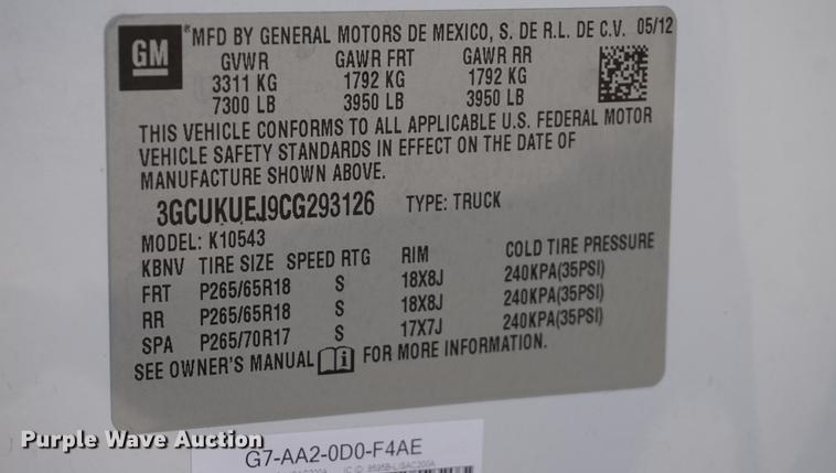 image for item DD6613 2012 Chevrolet Silverado 1500 Crew Cab pickup truck