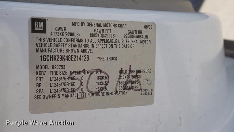 image for item DD6616 2008 Chevrolet Silverado 2500HD Ext. Cab pickup truck