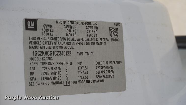 image for item DD6618 2012 Chevrolet Silverado 2500HD Ext. Cab pickup truck